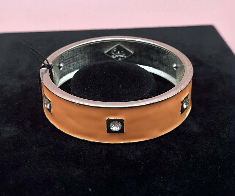 Sequin Nordstrom Orange Bling Silver Tone Statement Enamel Bangle Bracelet # 153